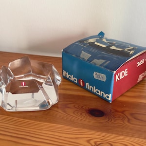 Iittala Finland Kide (Crystal) Candle Holder Votive for Tealight Clear Vintage Design Glass in Original Box by Jorma Vennola