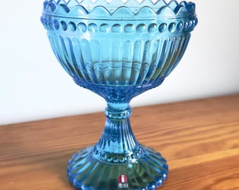 Iittala Marimekko Maribowl Mariskooli Glass Light Blue Footed Bowl
