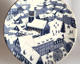 Arabia Finland Christmas Wall Plate Year 1987 Collectible Vintage Design Stoneware Ceramic by Raija Uosikkinen