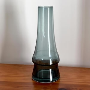 Riihimäen Lasi Piippu Tall Vase Rare Vintage Blue-Grey Design Glass by Aimo Okkolin Finland