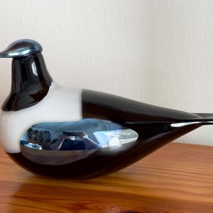 Oiva Toikka Magpie (Harakka) Glass Bird Rare 1980s Elegant Design Art Glass by Nuutajärvi Finland