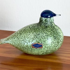 Oiva Toikka Lamino Green Quail (Viiriäinen) Very Rare 1980s Special Art Glass by Nuutajärvi Finland
