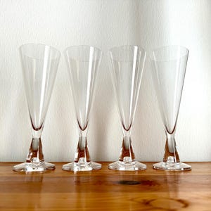 Iittala Finland Tiima Champagne Wine Flute Glasses 4 pcs Rare Vintage Design Glass by Tapio Wirkkala