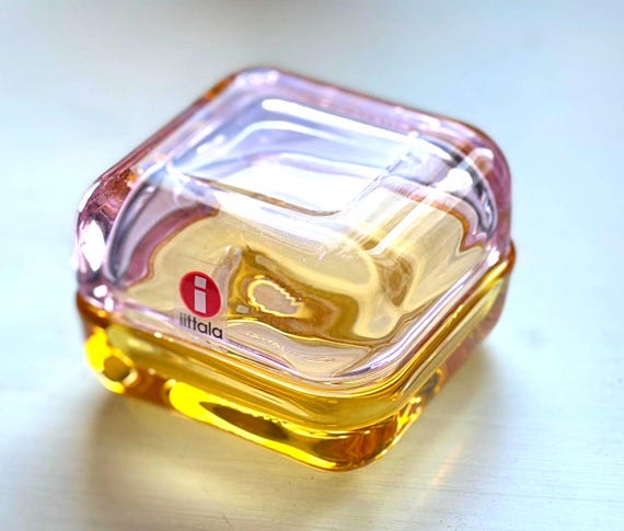 Iittala Finland Vitriini Small Jewelry Glass Box Rare Multicolored