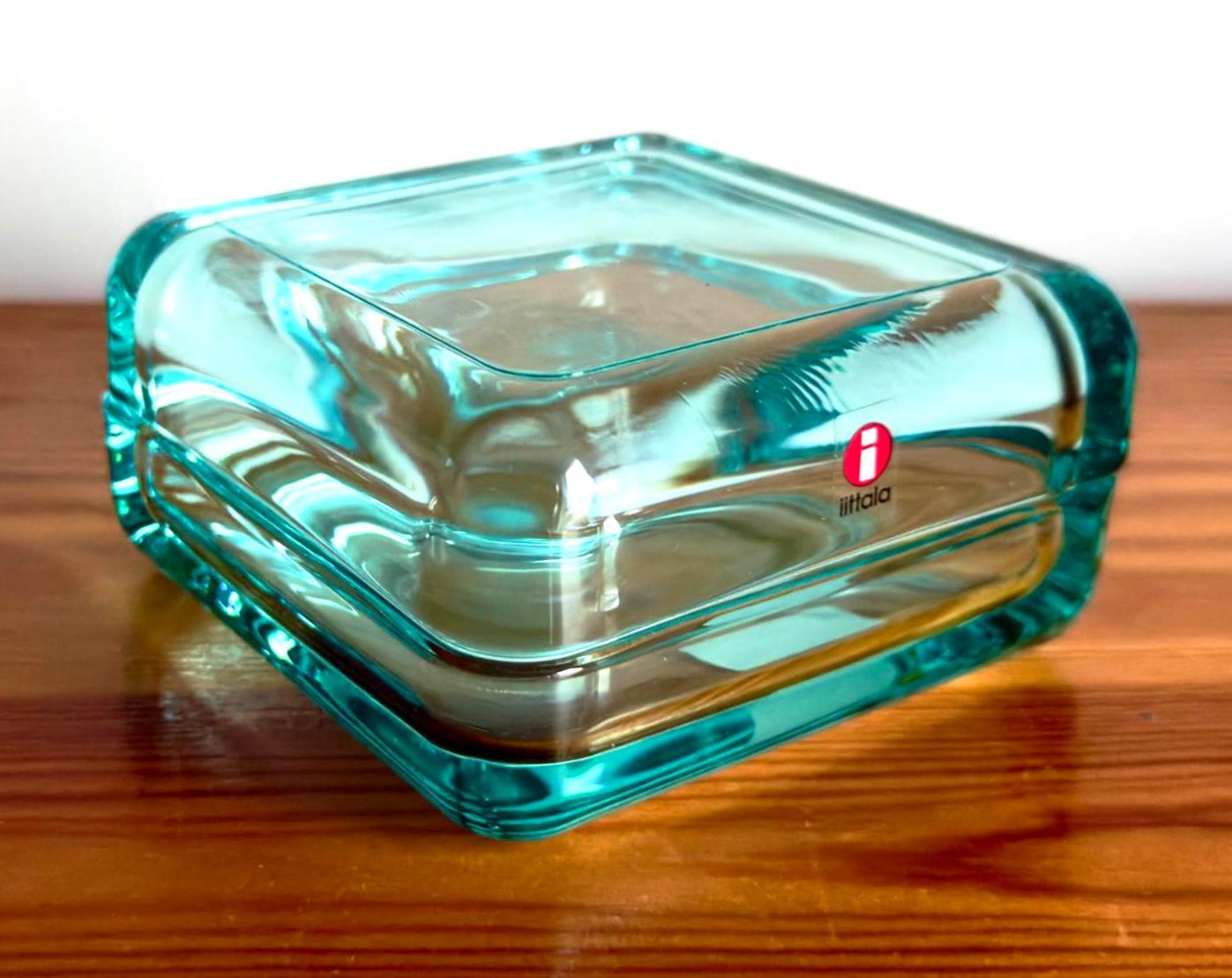 Iittala Finland Vitriini Large Jewelry Glass Box Water Green