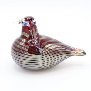 Oiva Toikka Otaniemi Technical University Small Ruby Red And Lyster Art Glass Bird Very Rare Nuutajärvi Finland