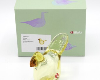 Oiva Toikka Flycatcher (sieppo) Art Glass Bird Lemon With Copper