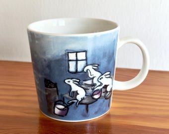Arabia Finland Bunny Mug Dear Sauna (Rakas Sauna) Teema Ceramic Delightful Design by Heljä Liukko-Sundström