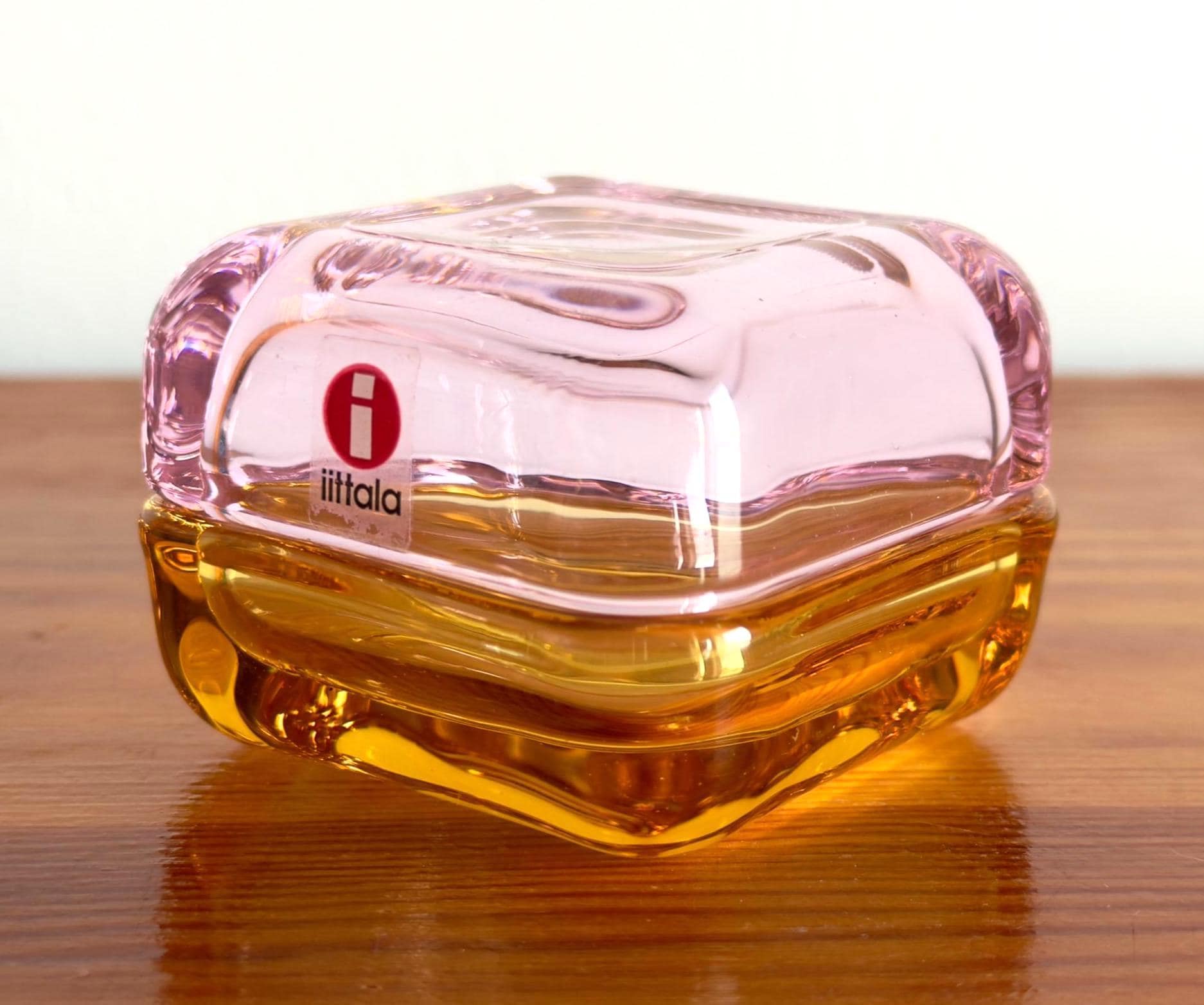 Iittala Finland Vitriini Small Jewelry Glass Box Rare Multicolored