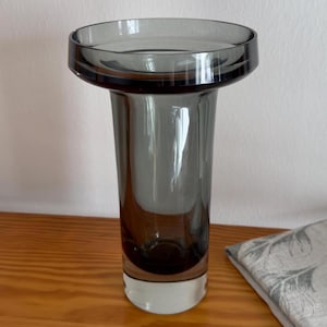 Nuutajärvi Finland KF 260 Tall Vase Rare Vintage Grey Art Glass Design Piece by Kaj Franck