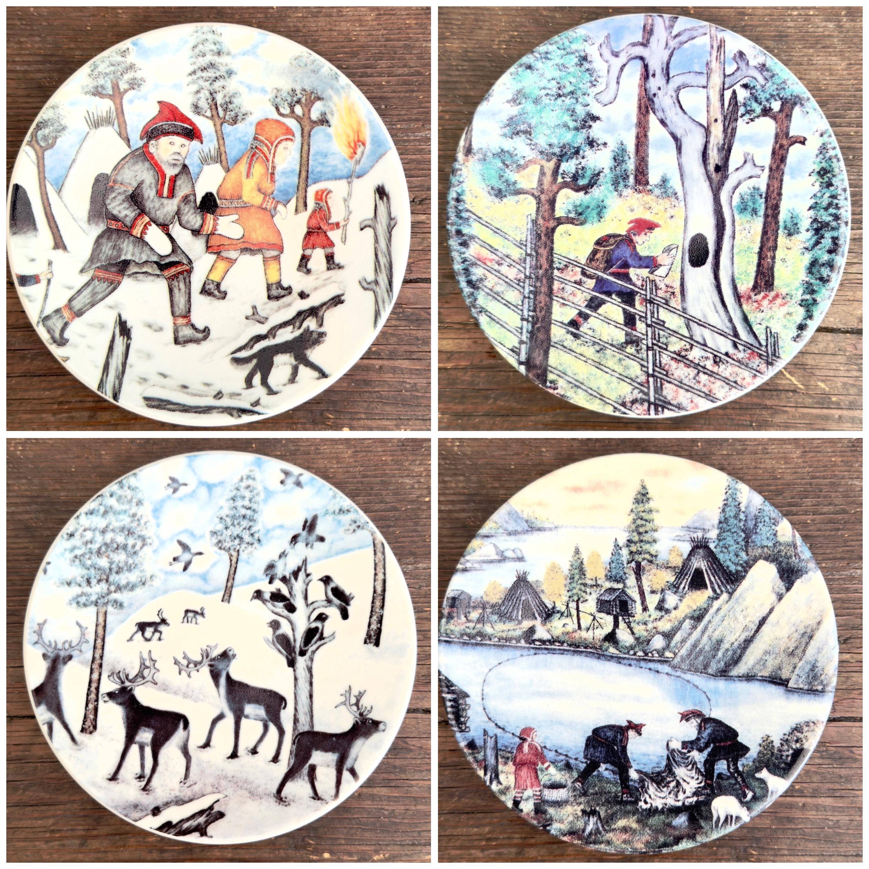 Arabia Finland Enchanting Selection of Ceramic Lapland Wall Plates Design by Andreas Alariesto