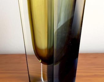 Nuutajärvi Finlandia Prisma multicolor arte vidrio jarrón raro vintage diseño vidrio por Kaj Franck