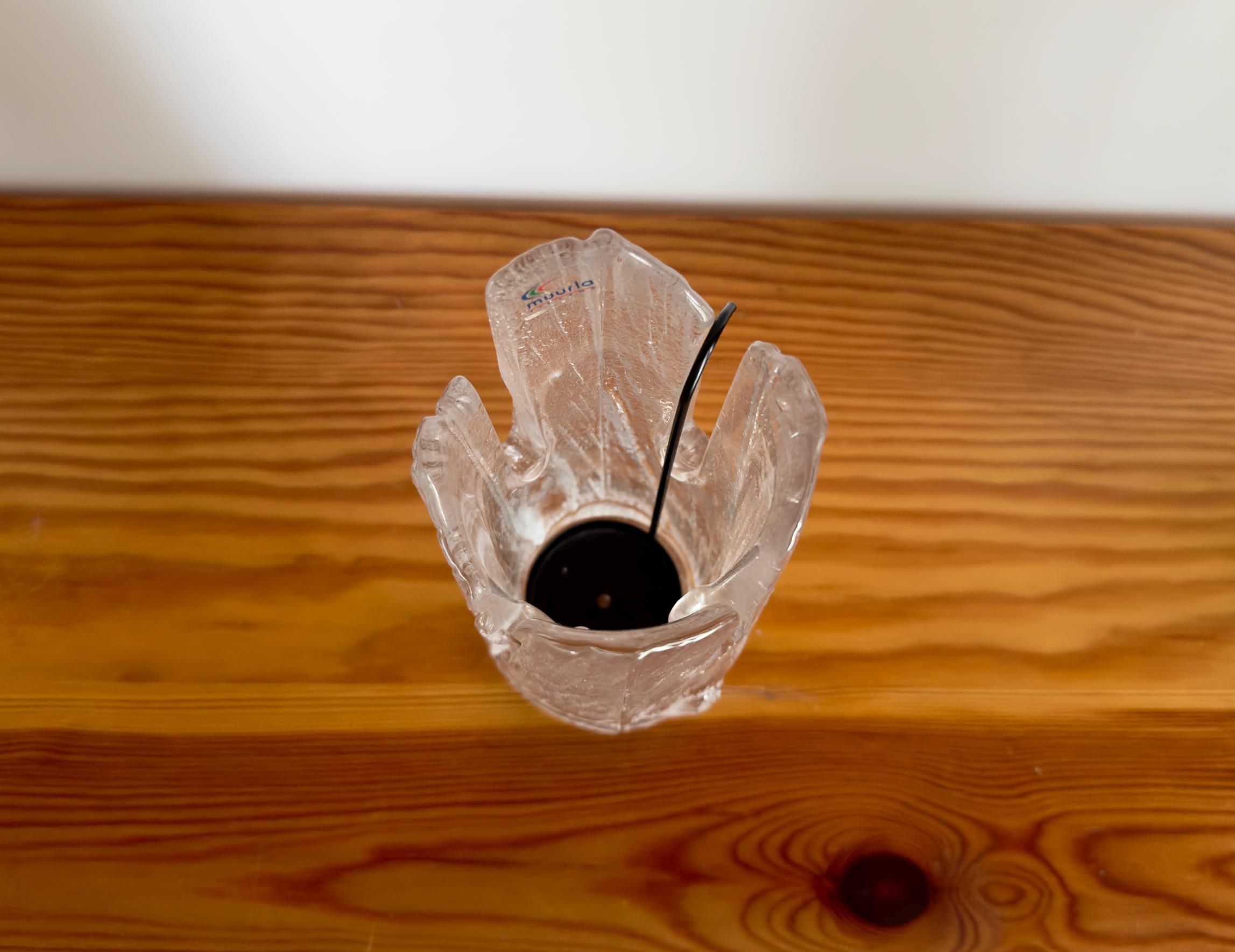 Bougeoir En Cristal Clair Glacier Finlandais Muurla Années 70 - Style Scandinave