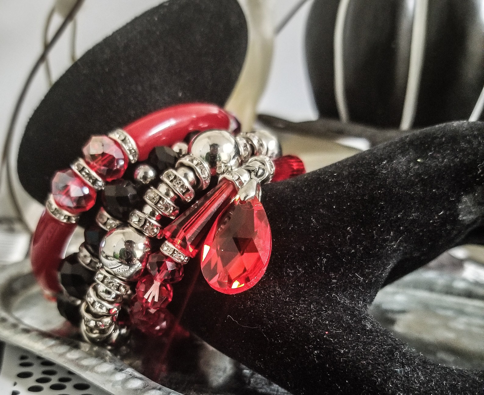 Red and black bracelet set Etsy