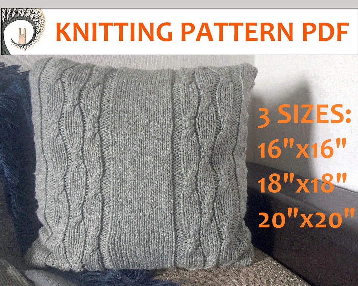 PDF KNITTING PATTERN Knit Pillow Cover 20x20 Etsy