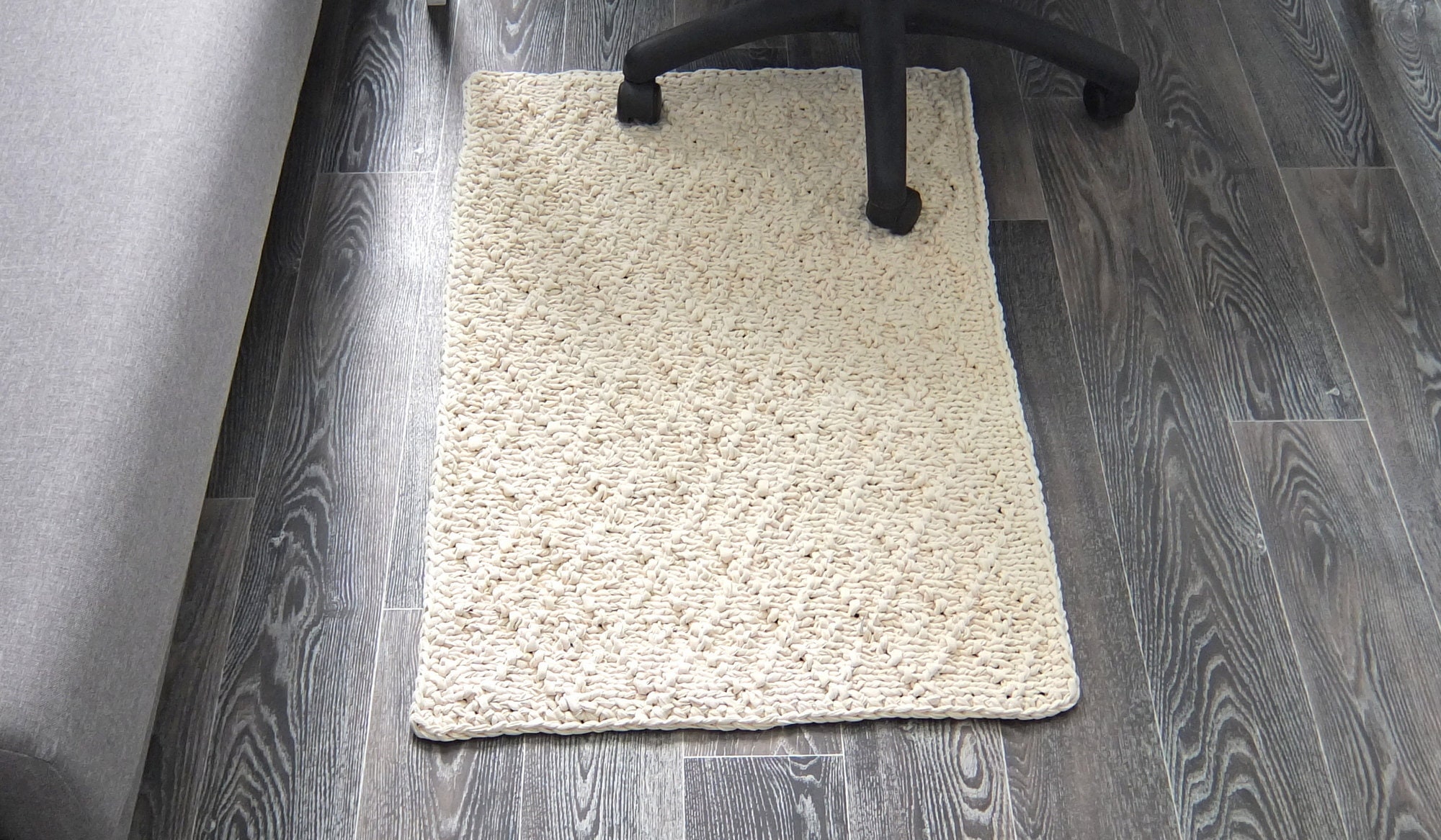 Chunky knit rug Bath mat Natural rag rug White cotton hand Etsy