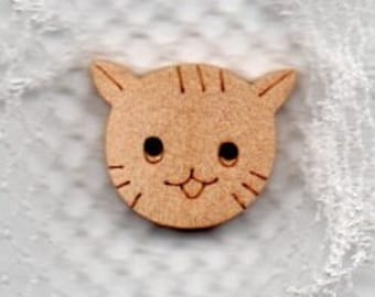 Children's buttons, cat, cat's head, 5 pieces