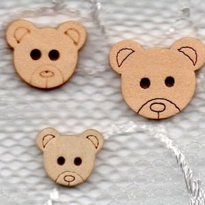 Kinderknöpfe,  Bär, Holzknopf, 3 Stück