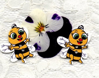 Boutons pour enfants, abeille, 2 pièces