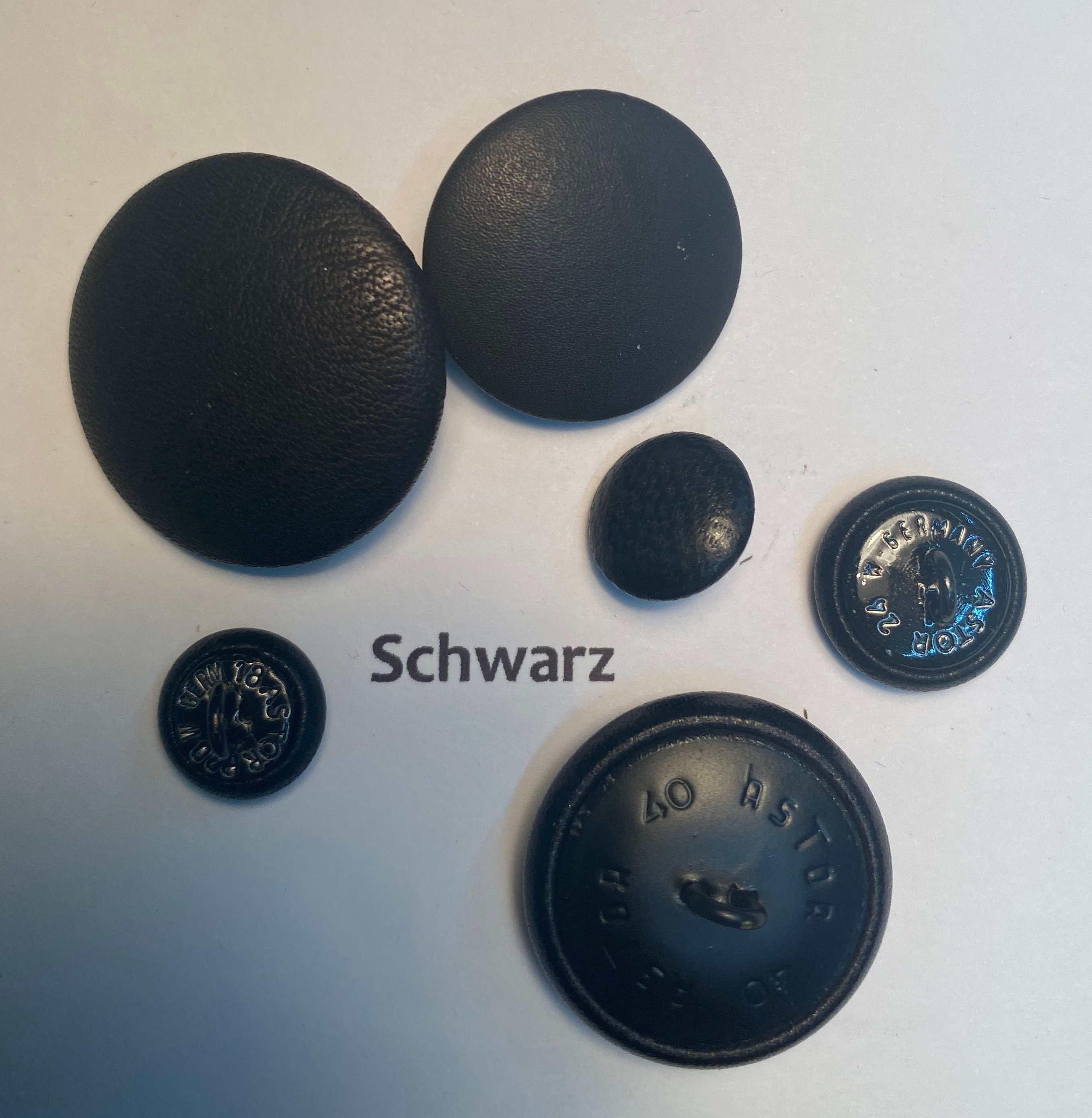 Black Leather Button. Black Leather Covered Button 