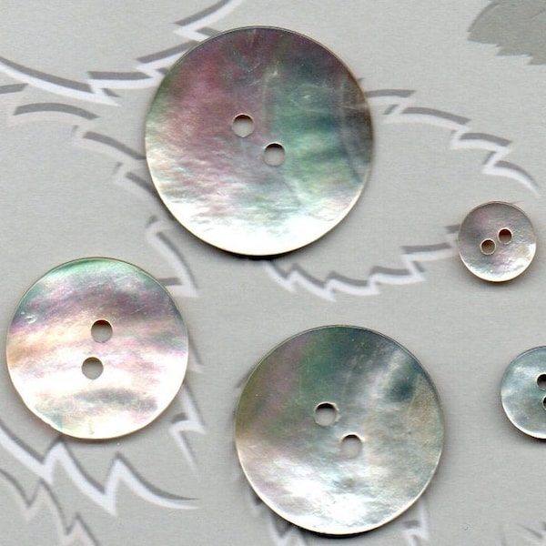 Mother of pearl button, 2 holes, 10 pieces