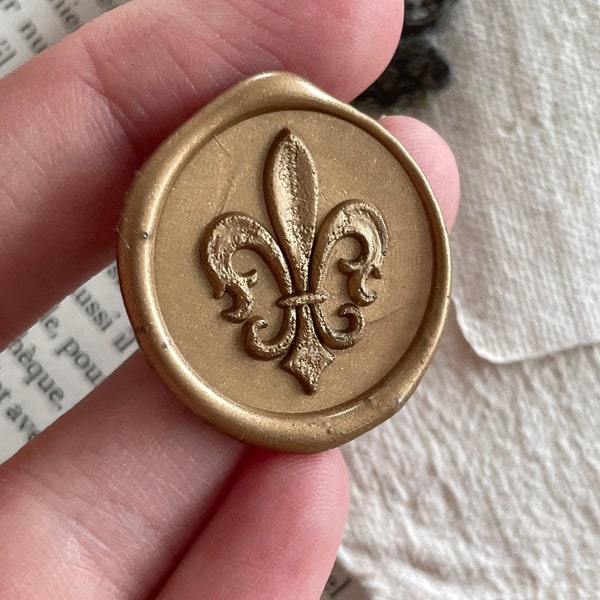 3D Ancient Fleur de lis Self Adhesive wax seal/ wax seal/ fleur de lis wax seal/ 3D/ ancient fleur de lis