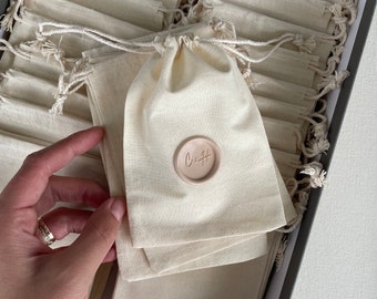 Empty Cotton bags with custom wax seals/ rice cotton bags/dragees bags for weeding and baptism