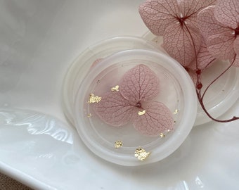 Milky white/ baby blue/ dusty pink vellum hydrangea gold flakes Self Adhesive wax seal
