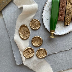 Mini monograms french antique self adhesive wax seals PACK OF 10 SEALS