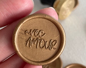 avec AMOUR Self Adhesive wax seal and wax stamp