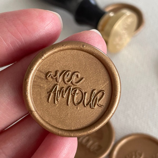 avec AMOUR Self Adhesive wax seal and wax stamp