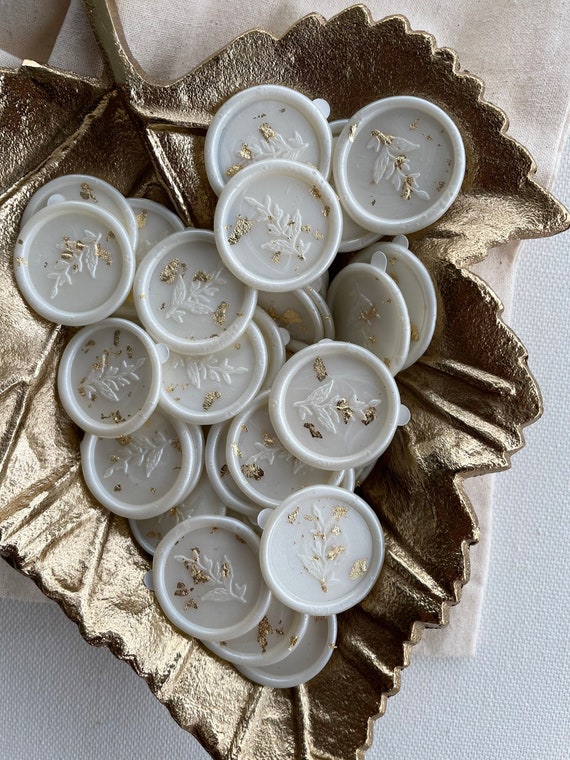 Gold Flake Wax Seal Self Adhesive Wax Seals - Floral Leaf Wax