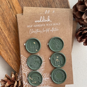 Christmas collection of self adhesive wax seals/ pack of 6 wax seals/ Christmas stickers