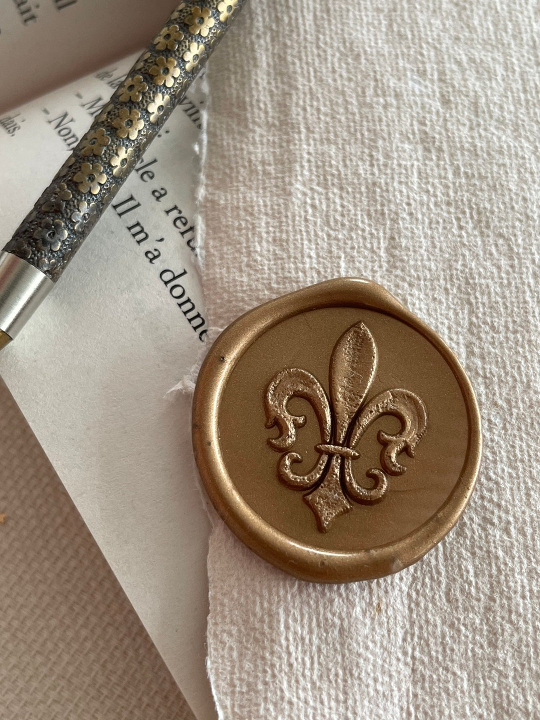 3D Ancient Fleur De Lis Self Adhesive Wax Seal/ Wax