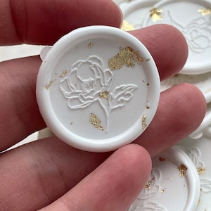 Blooming poppy Self Adhesive wax seal with gold, copper or silver flakes 画像 2