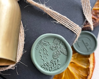 Christmas greenery wax stamp / Christmas wax stamp