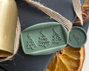 Christmas trees rectangular wax stamp / Christmas wax stamp