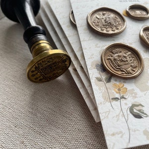 Self adhesive wax seals collection made with ancient french wax stamps / pack of 7 wax seals/ vintage stickers 画像 2