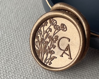 Botanical wedding initials Self Adhesive wax seal/ wax stamp/ wedding monogram/ custom wax seals