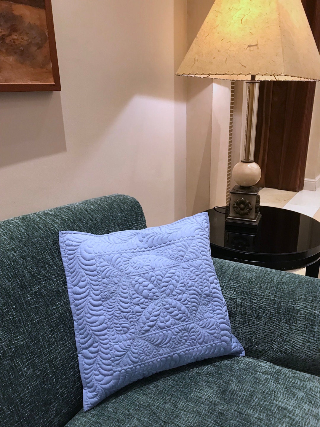 Blue Cushion Sofa Cushion Quilted Decorative Sofa Cushion Cotton Fabric ...
