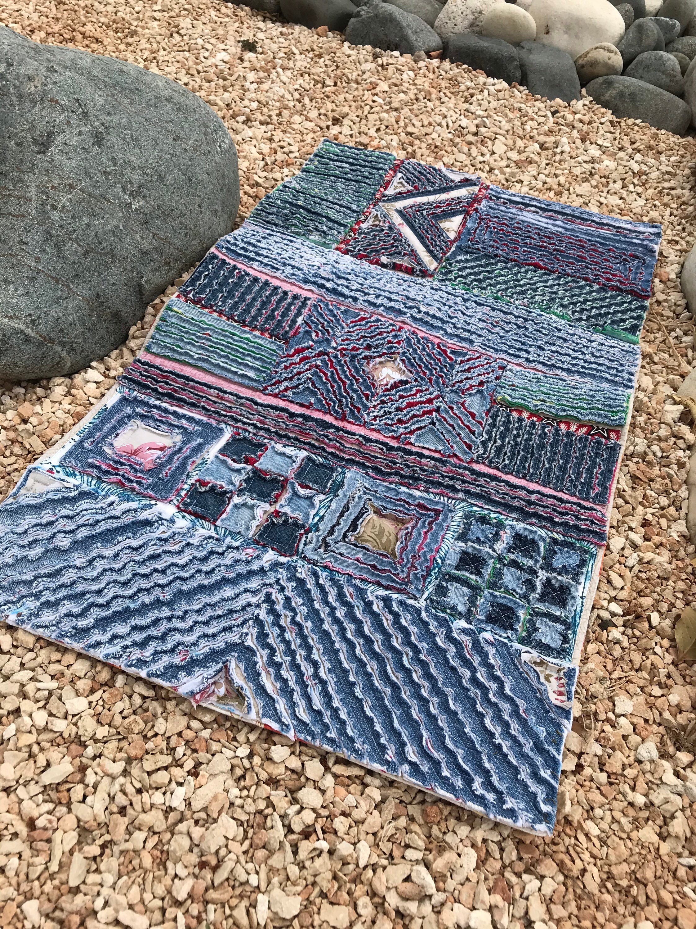 Colorful Denim Rug Set Two Denim Rugs Super Soft Chenille Rag Rug Throw Rug Kitchen Rug ...