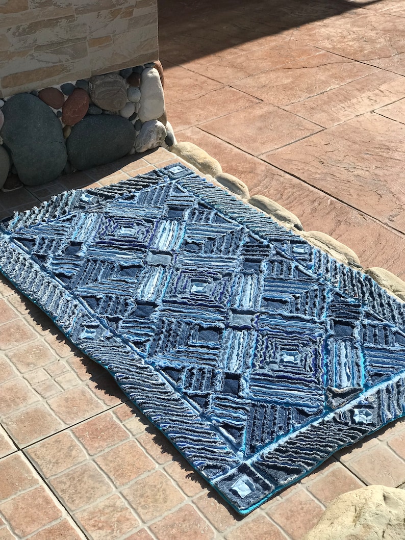 Colorful Denim Rug Denim Rugs, Super Soft Chenille Rug, Rug, Kitchen Rug, Bathroom Rug ...