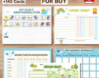 Daily Routine Chore Chart for Boy - Responsibility & Reward Chart, Morning and Evening Routine, Bedtime Schedule, Homeschool Chart