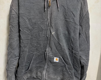 Vintage Carhartt Hoodie Zipper Distressed Grau Large