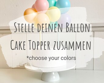 DIY mini balloon cake toppers in your desired colors, special cake decorations for 1st birthdays, children's birthdays, baby showers, anniversaries and more.