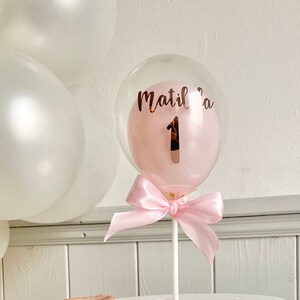 Balloon cake topper personalized with name, DIY mini balloons cake decoration, first birthday topper, baby party decoration