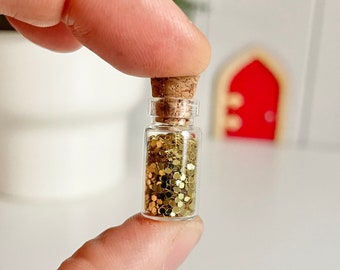 Gnome “Money” GOLD SPRINKLES Miniature bottle, Gnome door accessories for Christmas, Gnome magic dust in gold