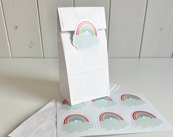 Paper bags with rainbow stickers for children's birthday parties, gift bags for wrapping sweets, party gifts, gifts