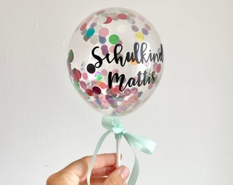 Schoolchild Cake Topper, DIY Balloon Topper Personalized with Name, Cake Decoration for First Day of School, 1st Grade, School Start, Colorful