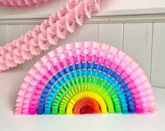 Regenbogen Seidenpapier Hängedeko Tischdeko Regenbogen 3D Wabenfigur Bunt Kindergeburtstag Deko Zimmer Baby Geschenk Einschulung Partydeko